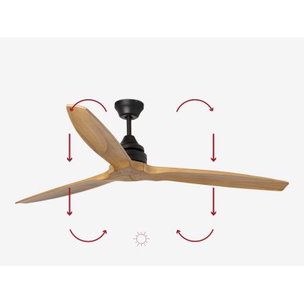 FARO 33718DC - Ventilador de techo ALO L madera/negro d. 152 cm + mando a distancia