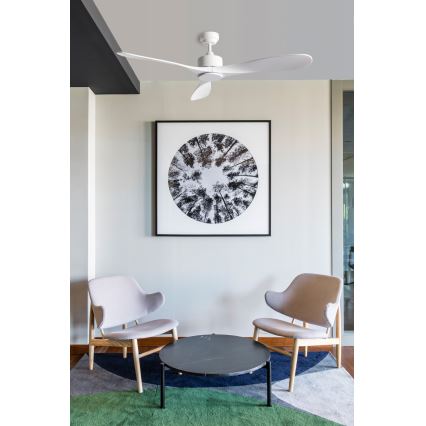 FARO 33750DCWT - Ventilador de techo LUZON L blanco diá. 132 cm Wi-Fi Tuya + control remoto