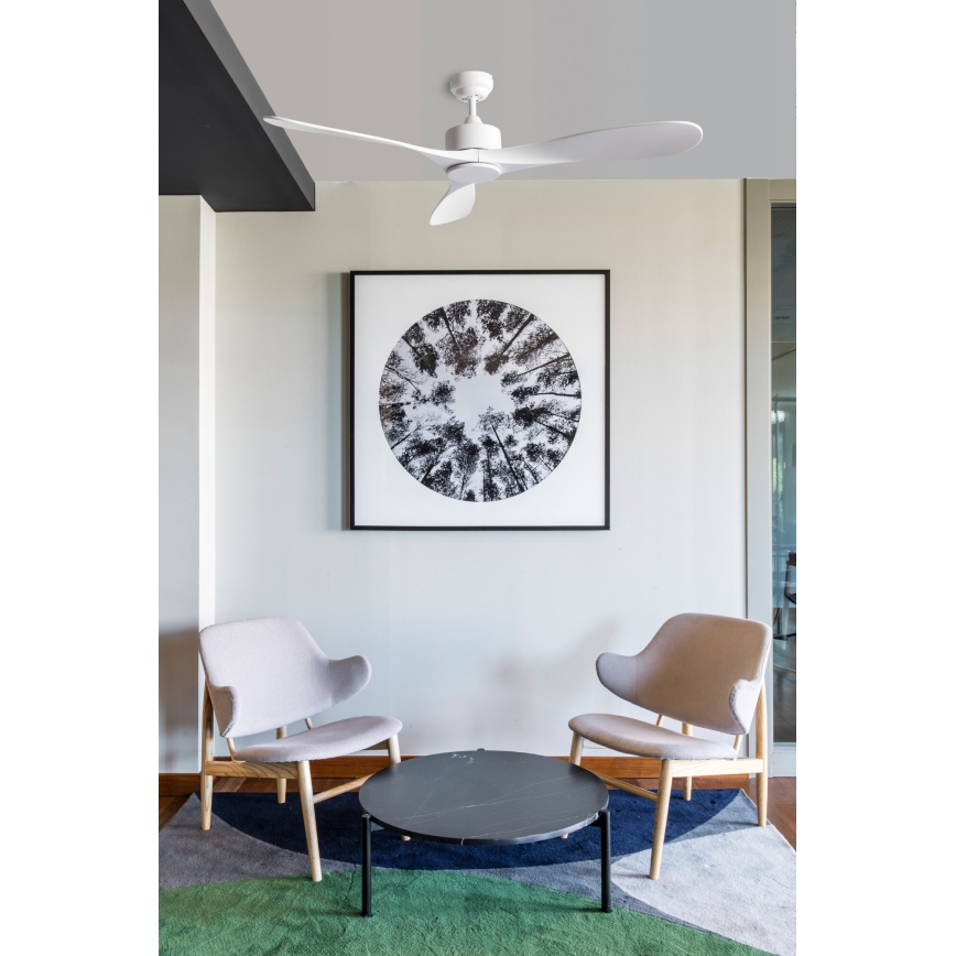 FARO 33750DCWT - Ventilador de techo LUZON L blanco diá. 132 cm Wi-Fi Tuya + control remoto