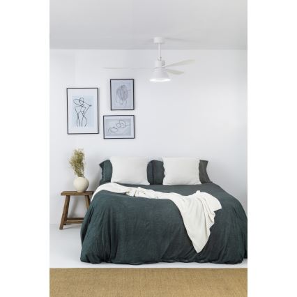 FARO 33760WT-22 - Ventilador de techo LED regulable AMELIA L CONE LED/20W/230V 2700/3500/5000K, blanco, diámetro 132 cm, Wi-Fi Tuya + mando a distancia
