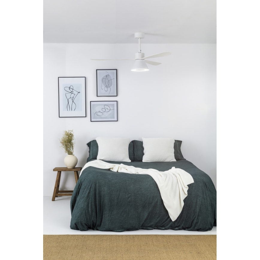 FARO 33760WT-22 - Ventilador de techo LED regulable AMELIA L CONE LED/20W/230V 2700/3500/5000K blanco diá. 132 cm Wi-Fi Tuya + control remoto