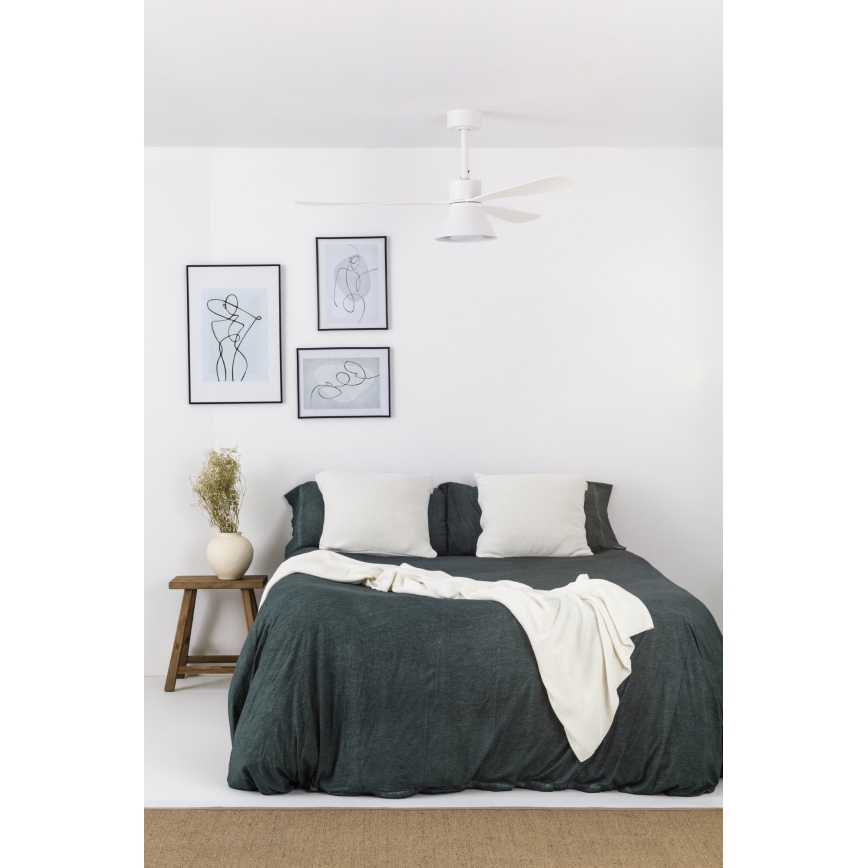 FARO 33760WT-22 - Ventilador de techo LED regulable AMELIA L CONE LED/20W/230V 2700/3500/5000K blanco diá. 132 cm Wi-Fi Tuya + control remoto