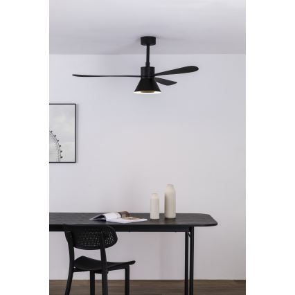 FARO 33761WT-23 - Ventilador de techo LED regulable AMELIA L CONE LED/20W/230V 2700/3500/5000K negro diámetro 132 cm Wi-Fi Tuya + mando a distancia