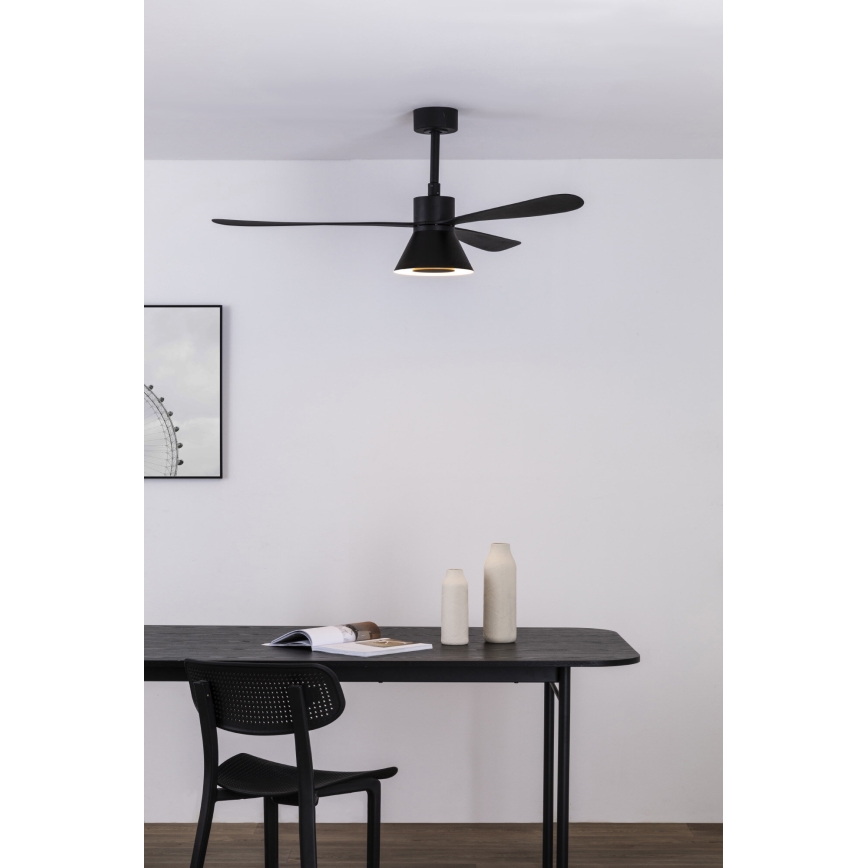 FARO 33761WT-23 - Ventilador de techo LED regulable AMELIA L CONE LED/20W/230V 2700/3500/5000K negro diámetro 132 cm Wi-Fi Tuya + mando a distancia