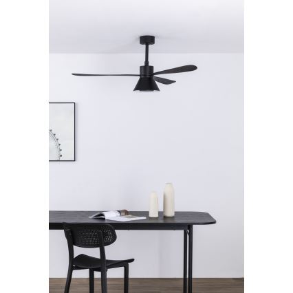 FARO 33761WT-23 - Ventilador de techo LED regulable AMELIA L CONE LED/20W/230V 2700/3500/5000K negro diámetro 132 cm Wi-Fi Tuya + mando a distancia