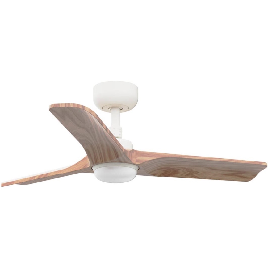FARO 33805WT-1TW - Ventilador de techo LED regulable HEYWOOD S LED/10W/230V 2700/4000/6000K madera/blanco diá. 90 cm Wi-Fi Tuya + control remoto