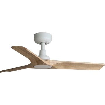 FARO 33805WT - Ventilador de techo HEYWOOD S madera/blanco Ø 90 cm Wi-Fi Tuya + mando a distancia