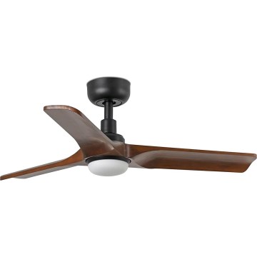 FARO 33806WT-1TW - Ventilador de techo LED regulable HEYWOOD S LED/10W/230V 2700/4000/6000K madera/negro diá. 90 cm Wi-Fi Tuya + control remoto