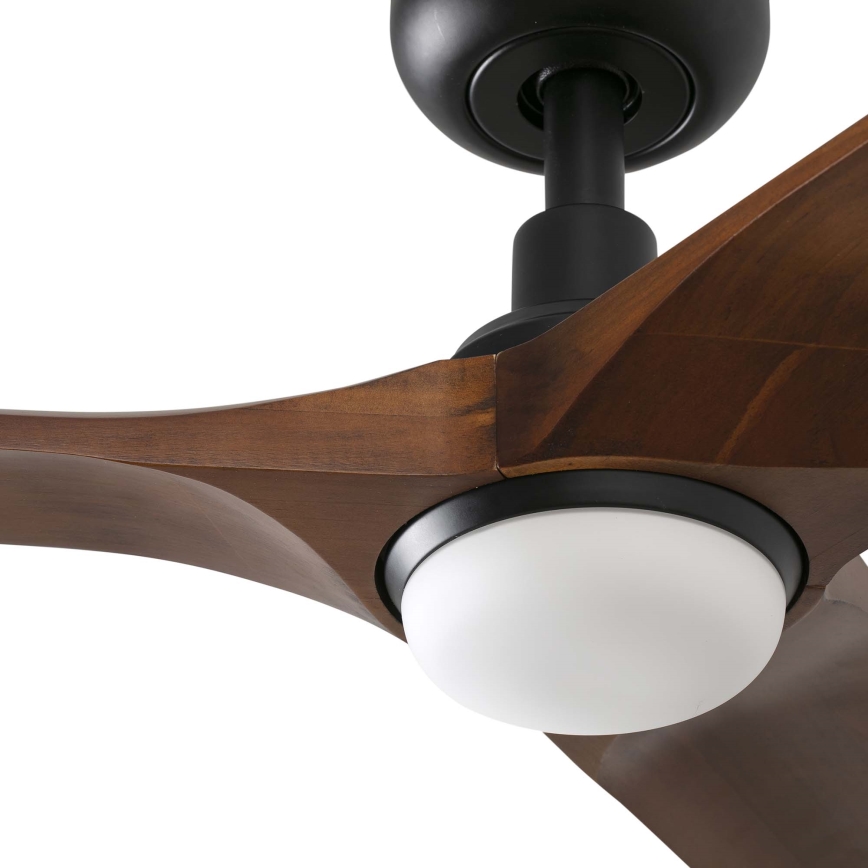 FARO 33806WT-1TW - Ventilador de techo LED regulable HEYWOOD S LED/10W/230V 2700/4000/6000K madera/negro diá. 90 cm Wi-Fi Tuya + control remoto