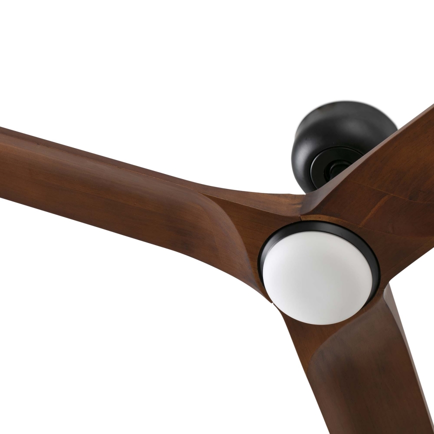 FARO 33806WT-1TW - Ventilador de techo LED regulable HEYWOOD S LED/10W/230V 2700/4000/6000K madera/negro diá. 90 cm Wi-Fi Tuya + control remoto