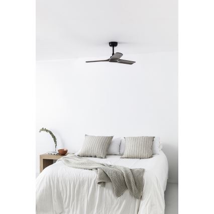 FARO 33806WT - Ventilador de techo HEYWOOD S madera/negro diá. 90 cm Wi-Fi Tuya + control remoto