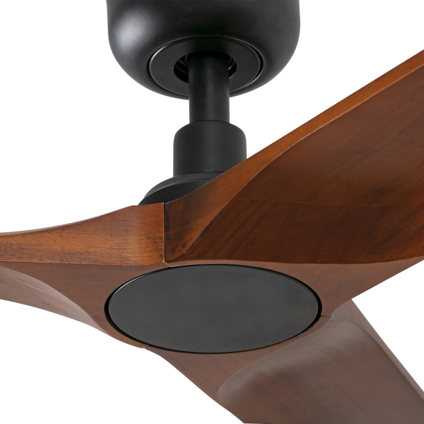 FARO 33806WT - Ventilador de techo HEYWOOD S madera/negro diá. 90 cm Wi-Fi Tuya + control remoto