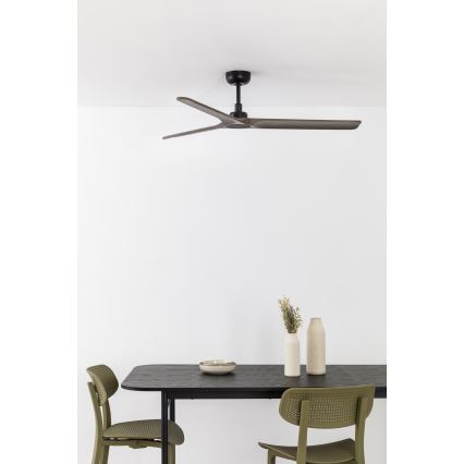FARO 33809WT - Ventilador de techo HEYWOOD L madera/negro diá. 132 cm Wi-Fi Tuya + control remoto