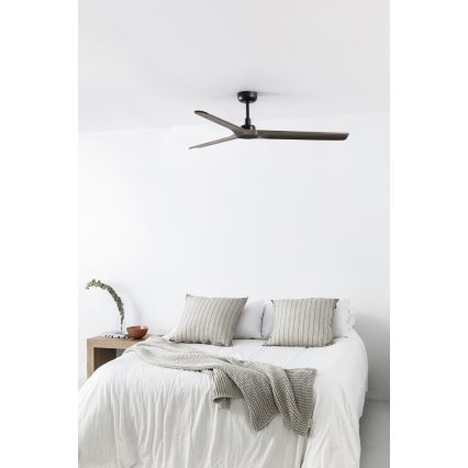FARO 33809WT - Ventilador de techo HEYWOOD L madera/negro diá. 132 cm Wi-Fi Tuya + control remoto