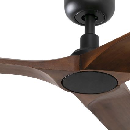 FARO 33809WT - Ventilador de techo HEYWOOD L madera/negro diá. 132 cm Wi-Fi Tuya + control remoto