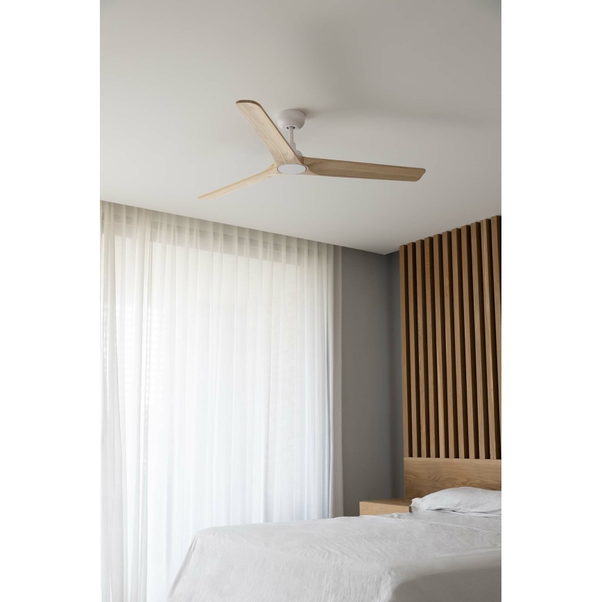 FARO 33810WT - Ventilador de techo HEYWOOD L madera/blanco diá. 132 cm Wi-Fi Tuya + control remoto