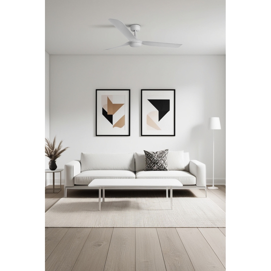 FARO 33814WT - Ventilador de techo PUNT M blanco diá. 132 cm Wi-Fi Tuya + control remoto