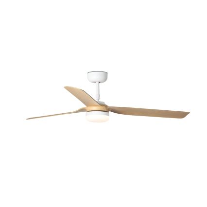 FARO 33816WT-20 - Ventilador de techo LED regulable PUNT M LED/18W/230V marrón/blanco diá. 132 cm Wi-Fi Tuya + control remoto