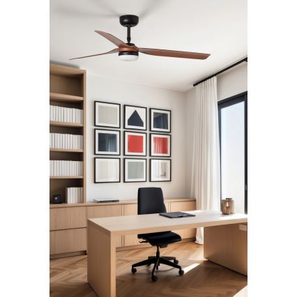 FARO 33817WT-21 - Ventilador de techo LED regulable PUNT M LED/18W/230V marrón/negro diá. 132 cm Wi-Fi Tuya + control remoto