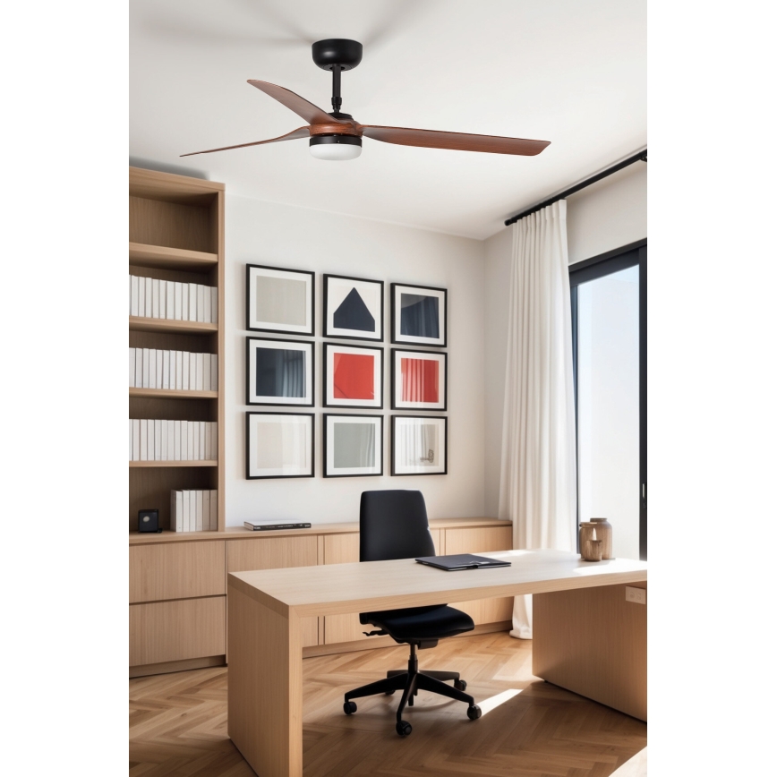 FARO 33817WT-21 - Ventilador de techo LED regulable PUNT M LED/18W/230V marrón/negro diá. 132 cm Wi-Fi Tuya + control remoto