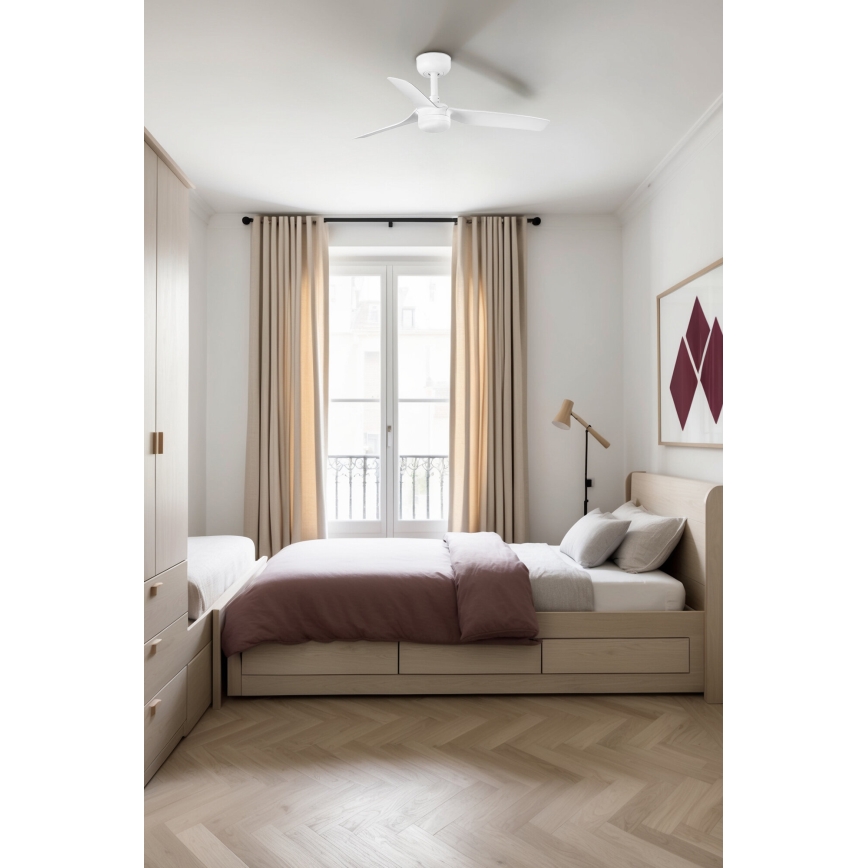 FARO 33820-1TW - Ventilador de techo LED regulable MINI PUNT S LED/10W 2700/4000/6000K blanco diá. 90 cm + control remoto
