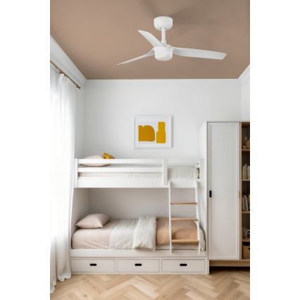 FARO 33820WT-1TW - Ventilador de techo LED regulable MINI PUNT S LED/10W/230V 2700/4000/6000K blanco diá. 90 cm Wi-Fi Tuya + control remoto