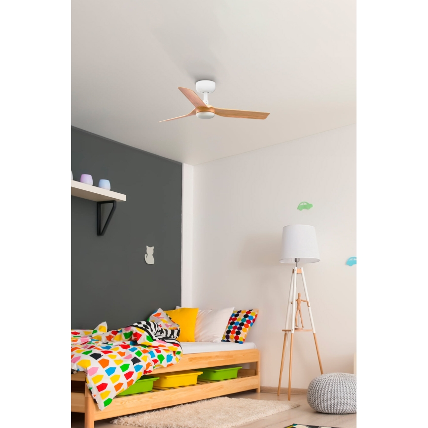 FARO 33821 - Ventilador de techo MINI PUNT S marrón/blanco diá. 90 cm + control remoto