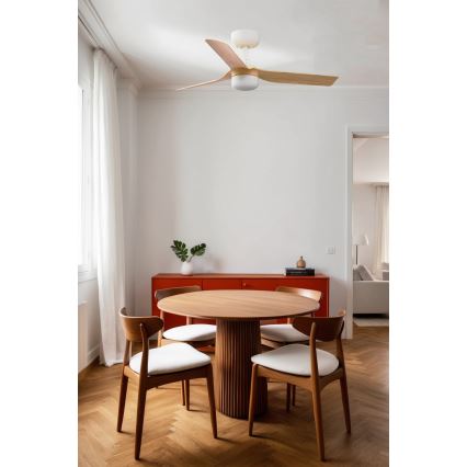 FARO 33821WT-1TW - Ventilador de techo LED regulable MINI PUNT S LED/10W/230V 2700/4000/6000K marrón/blanco diá. 90 cm Wi-Fi Tuya + control remoto