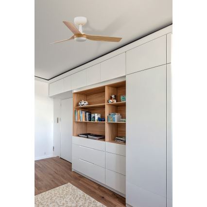 FARO 33821WT - Ventilador de techo MINI PUNT S marrón/blanco diá. 90 cm Wi-Fi Tuya + control remoto