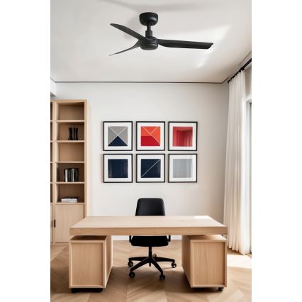 FARO 33822WT - Ventilador de techo MINI PUNT S negro diá. 90 cm Wi-Fi Tuya + control remoto