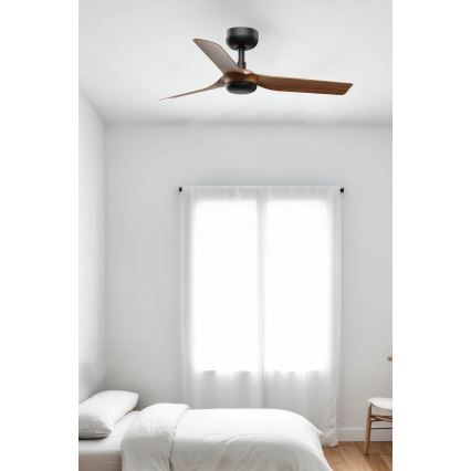 FARO 33823WT - Ventilador de techo MINI PUNT S marrón/negro diá. 90 cm Wi-Fi Tuya + control remoto