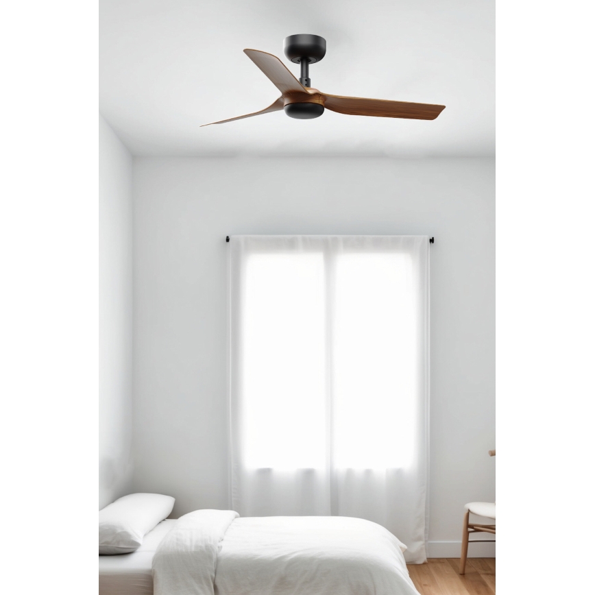 FARO 33823WT - Ventilador de techo MINI PUNT S marrón/negro diá. 90 cm Wi-Fi Tuya + control remoto