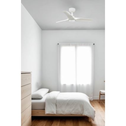 FARO 33824WT-1TW - Ventilador de techo LED regulable HEY S LED/10W/230V 2700/4000/6000K blanco diá. 90 cm Wi-Fi Tuya + control remoto