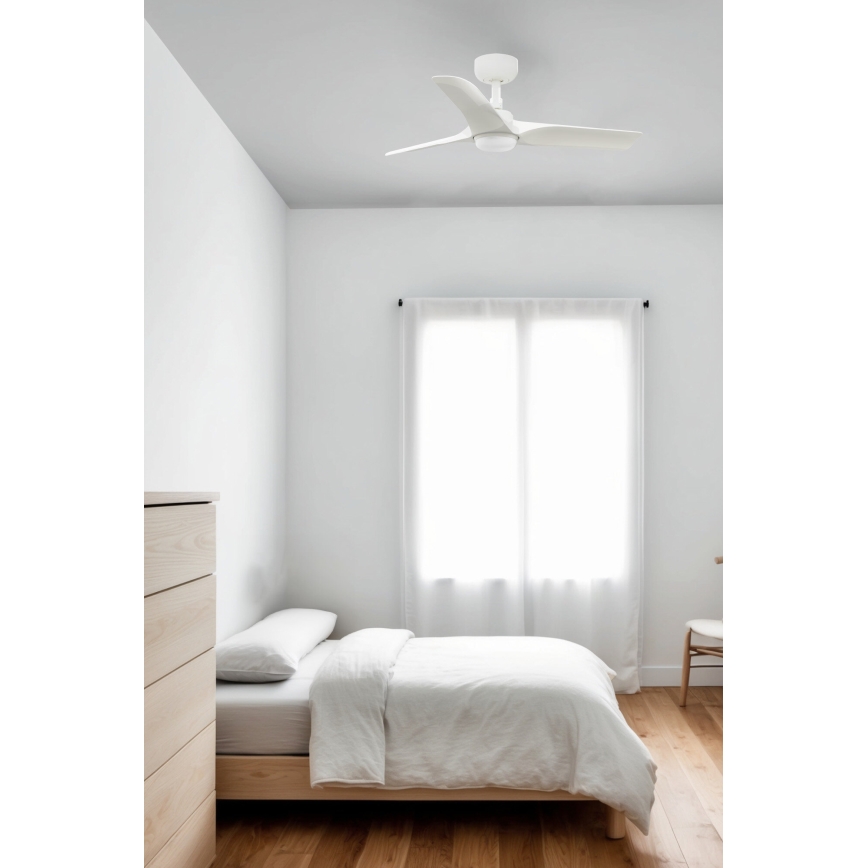 FARO 33824WT-1TW - Ventilador de techo LED regulable HEY S LED/10W/230V 2700/4000/6000K blanco diá. 90 cm Wi-Fi Tuya + control remoto