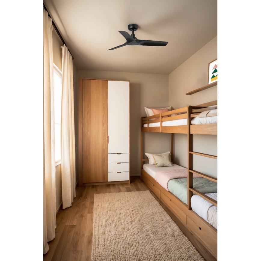 FARO 33825WT - Ventilador de techo HEY S negro diá. 90 cm Wi-Fi Tuya + control remoto