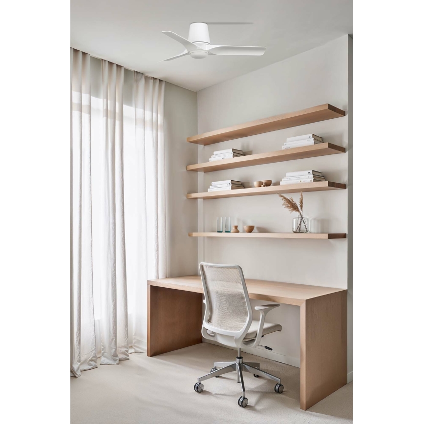 FARO 33826-1TW - Ventilador de techo LED regulable HEY TUB S LED/10W/230V 2700/4000/6000K blanco diá. 90 cm + control remoto