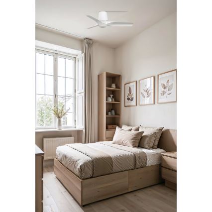 FARO 33826WT-1TW - Ventilador de techo LED regulable HEY TUB S LED/10W/230V 2700/4000/6000K blanco diá. 90 cm Wi-Fi Tuya + control remoto