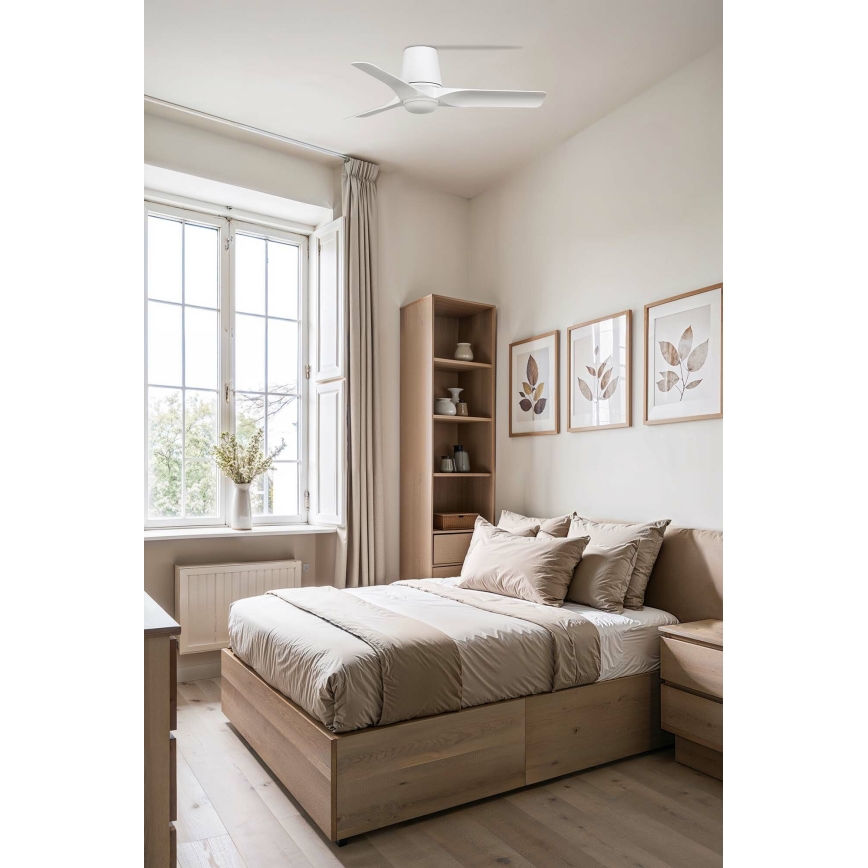 FARO 33826WT-1TW - Ventilador de techo LED regulable HEY TUB S LED/10W/230V 2700/4000/6000K blanco diá. 90 cm Wi-Fi Tuya + control remoto