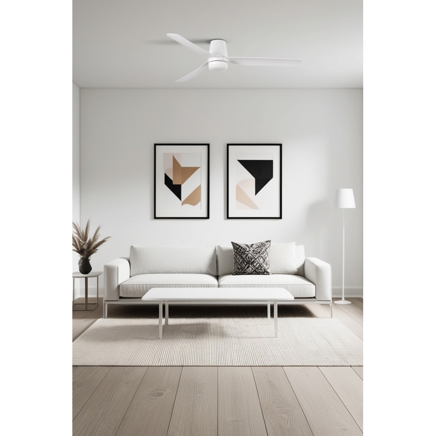 FARO 33828-1TW - Ventilador de techo LED regulable PUNT TUB M LED/18W/230V 3000/4200/6500K diá. 130 cm blanco + control remoto