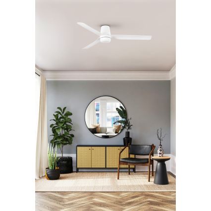 FARO 33828WT-1TW - Ventilador de techo LED regulable PUNT TUB M LED/18W/230V 3000/4200/6500K blanco diá. 132 cm Wi-Fi Tuya + control remoto