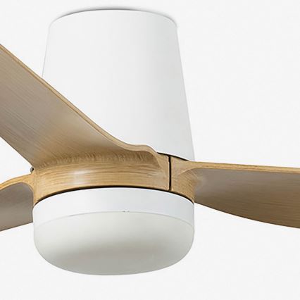 FARO 33829-1TW - Ventilador de techo LED regulable PUNT TUB M LED/18W/230V 3000/4200/6500K diá. 130 cm blanco/brown+ control remoto