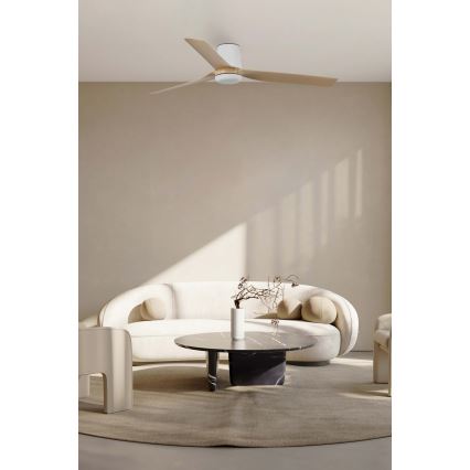 FARO 33829 - Ventilador de techo PUNT TUB M marrón/blanco diá. 130 cm + control remoto