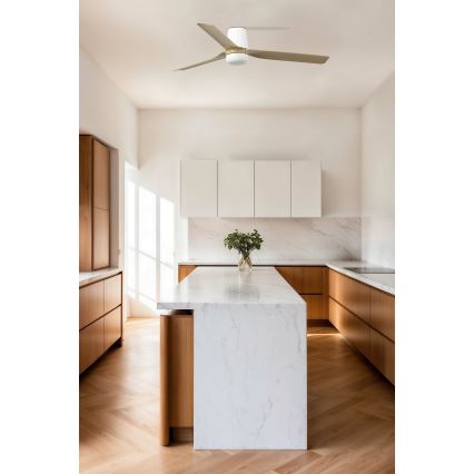 FARO 33829 - Ventilador de techo PUNT TUB M marrón/blanco diá. 130 cm + control remoto