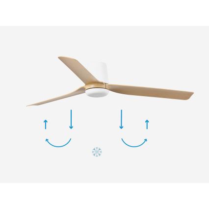 FARO 33829 - Ventilador de techo PUNT TUB M marrón/blanco diá. 130 cm + control remoto