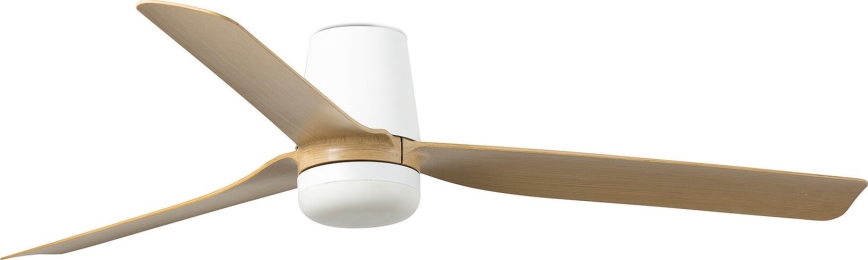 FARO 33829WT-1TW - Ventilador de techo LED regulable PUNT TUB M LED/18W/230V 3000/4200/6500K marrón/blanco diá. 132 cm Wi-Fi Tuya + control remoto