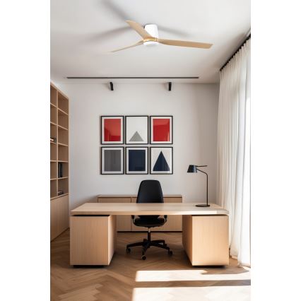 FARO 33829WT - Ventilador de techo PUNT TUB M marrón/blanco diá. 132 cm Wi-Fi Tuya + control remoto