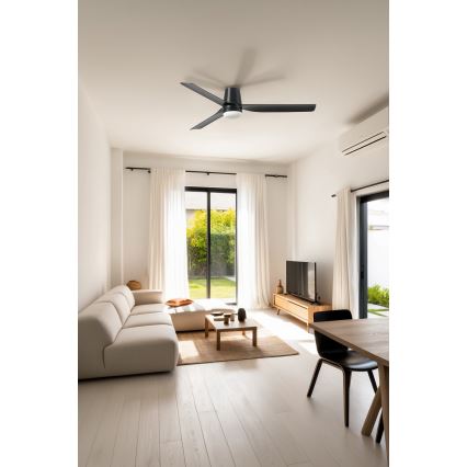 FARO 33830-1TW - Ventilador de techo LED regulable PUNT TUB M LED/18W/230V 3000/4200/6500K diá. 130 cm negro + control remoto