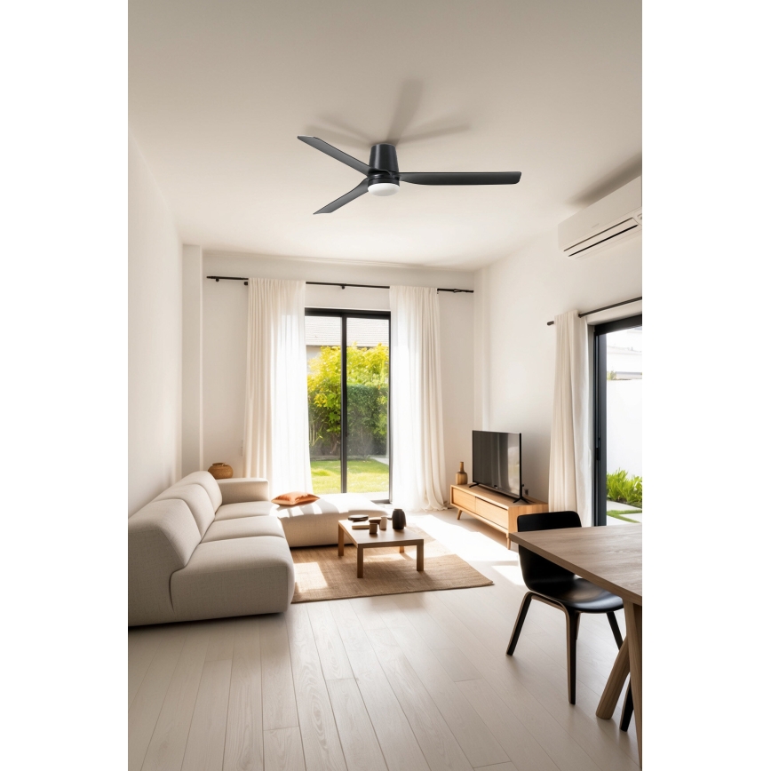 FARO 33830-1TW - Ventilador de techo LED regulable PUNT TUB M LED/18W/230V 3000/4200/6500K diá. 130 cm negro + control remoto
