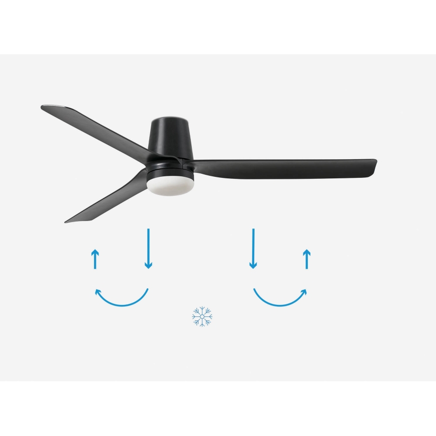FARO 33830-1TW - Ventilador de techo LED regulable PUNT TUB M LED/18W/230V 3000/4200/6500K diá. 130 cm negro + control remoto