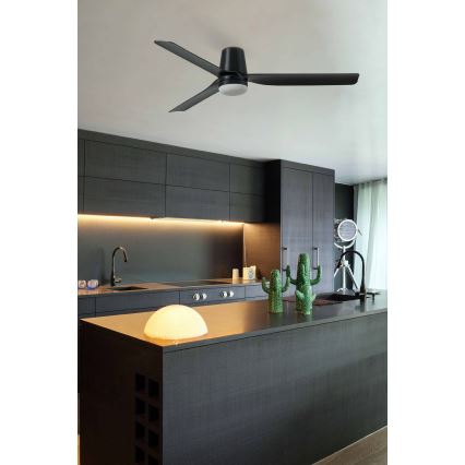FARO 33830WT-1TW - Ventilador de techo LED regulable PUNT TUB M LED/18W/230V 3000/4200/6500K negro diá. 132 cm Wi-Fi Tuya + control remoto